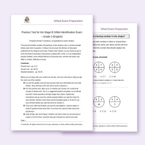 Gifted Test Stage B, Grade 2 – Practice Test in English (Printable PDF)